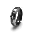 ZALES Black Titanium Beveled Edge Wedding Band with Diamond Accents Edward Mirell Men's 7.0mm titanium rings