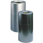 Atrium Open Top Waste Receptacle, 35 Gallon, Satin Aluminum finish, round, 18 d RUB9079SAL by Rubbermaid
