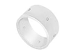 10MM Comfort Fit Flat Wedding Band with Diamonds : 14K White Gold - 0.10 CT TDW