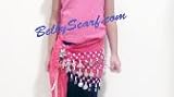 Kids Fuschia belly dance skirt with gold coins