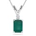 0.02 Cts Diamond & 0.37 Cts Emerald Pendant in 18K White Gold