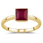 0.78 Cts Ruby Solitaire Ring in 14K Yellow Gold
