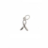 Sterling Silver Ribbon Charm Pendant 11mm - Awareness #3