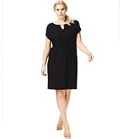 Plus Gold Bar Slash Neck Ruched Dress