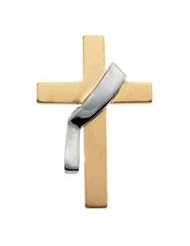 14K Yellow Gold 22.00X14.00 Mm Two Tone Deacon Cross Lapel Pin
