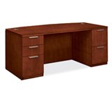Arrive Bow Front Double Pedestal Desk, Henna Cherry (HONVW072DC1Z9JJ) Category: Wood Desks