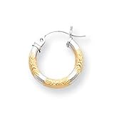 14k White Gold & Rhodium Diamond-Cut Hoop Earrings SE1117