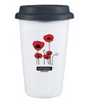 Thermal Porcelain POPPIES 10oz Double Walled Reusable Coffee or Tea Mug Cup