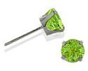 0.22Ct. Genuine 3mm Peridot 14 Karat White Gold Round Earrings