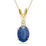 0.02 Cts Diamond & 0.50 Cts Blue Sapphire Pendant 