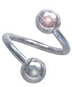 14 Gauge 3/8 - Solid 14kt White Gold Twister / Spiral Barbell