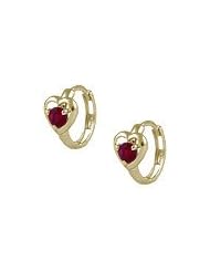 Baby 14K Yellow Gold Heart January Birthstone Huggie Hoop Earrings