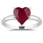 0.59 Cts Ruby Solitaire Ring in 14K White Gold