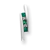 14k White Gold Diamond and Emerald Pendant