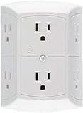 GE 50759 6-Grounded Outlet In-Wall Adapter, White