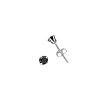 Sterling Silver Stud Earrings with Black CZ - Round Stamping - 4mm