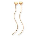 14k Tube and Heart Threader Earrings