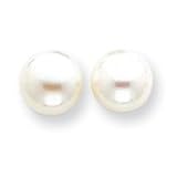 14k Gold 10-11mm White Button Cultured Pearl Stud Earrings