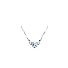 0.41 Ct Round Aquamarine Necklace in 18K White Gold by