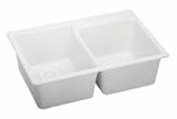 Elkay ELG250RWH Gourmet® Double Bowl Sink E-Granite Top Mount White