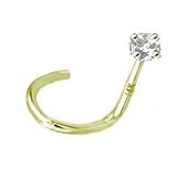 14KT Gold Nose Ring Screw 1.5mm Genuine Diamond Free Backing! 20G