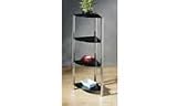 4 Tier Corner Shelf Unit With Black Glass Shelves & Chrome Frame