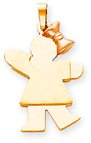 Girl With Bow Charm, Yellow/Pink Gold
