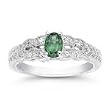 0.10 Cts Diamond & 0.56 Cts Tsavorite Ring in 14K White Gold