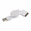 USB Retractable Data And Charger Cable For iPod And iPhone In White