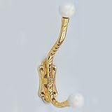 Coat Hook with Ceramic Hook, Brass