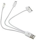3 in 1 USB Cable, Use with Iphone 4/4s, Iphone 5 and Samsung Phones