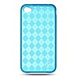 Premium TPU Flexi Argyle Gel Skin for Apple iPhone4, 4th Generation, 4th Gen Flexible See Thru Skin, Blue Checkers Plaid Print