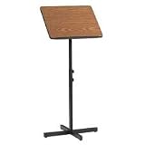 Safco Products Company Products - Adjustable Speaker Stand, 21x21x29-1/2-46, Medium Oak - Sold as 1 EA - Sturdy speaker stand offers adjustable height and platform tilt. Ideal for presentations requiring no support equipment. Wood laminate reading platform (20 wide x 16 deep) has a paper stop on a black steel base. Platform tilts from 0 to 70 degrees. Podium height adjusts manually from 29-1/2 to 46.