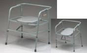 Commode - Heavy Duty Adjustable. Elongated Seat Commode with Toilet Paper Holder. This is a taller and wider Commode of steel construction with a weight capacity of 650 lbs. Adjustable legs permit the seat to be angled for added comfort and easy access
