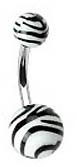 Acrylic Black & White Zebra Animal Print Design Belly Button Navel Ring 14g