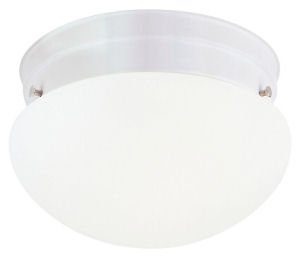 Westinghouse 64225 One-Light Flush Mount Mushroom Ceiling Fixture, White with White Opal Globe