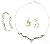 Silver Set - Necklace Earring and Bracelet Sets Sterling Silver and Rainbow Gemstones(gnklcs324)