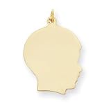 Gold-plated Large Polished Engravable Boys Head Charm - JewelryWeb