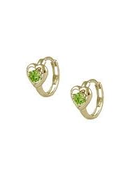 Baby 14K Yellow Gold Heart August Birthstone Huggie Hoop Earrings