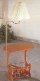 Country Style Oak Finish Magazine Side Table w/Swing Lamp