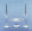 Miniature Chrysnbon Cake Plate with 2 Candles Amber