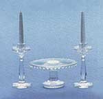 Miniature Chrysnbon Cake Plate with 2 Candles Amber
