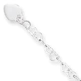 Sterling Silver Heart Link Childs Bracelet - 6 inch