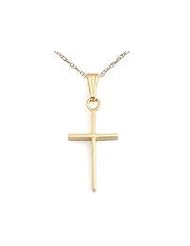 14K Childs Yellow Gold Cross Pendant with 15" Rope Chain