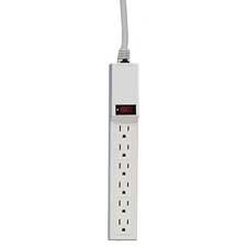 Compucessory Power Strip,6 Outlet,Built-in Circuit Breaker,15' Cord,Gray