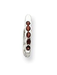Sterling Silver Garnet Hinged Hoop Earrings QE3091"