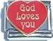 Clearly Charming God Loves You Italian Charm Bracelet Link