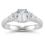 0.60 Cts Diamond & 1.65 Cts White Sapphire Ring in 18K White Gold