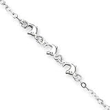 Sterling Silver 3 Dolphins Anklet - 9 Inch