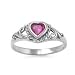 Sterling Silver Baby Ring for Child - Dainty Silver Band with Ruby Heart CZ Crystal and July Birthstone Ring (size 4) in Heart-Shaped Black Velvet Gift Box